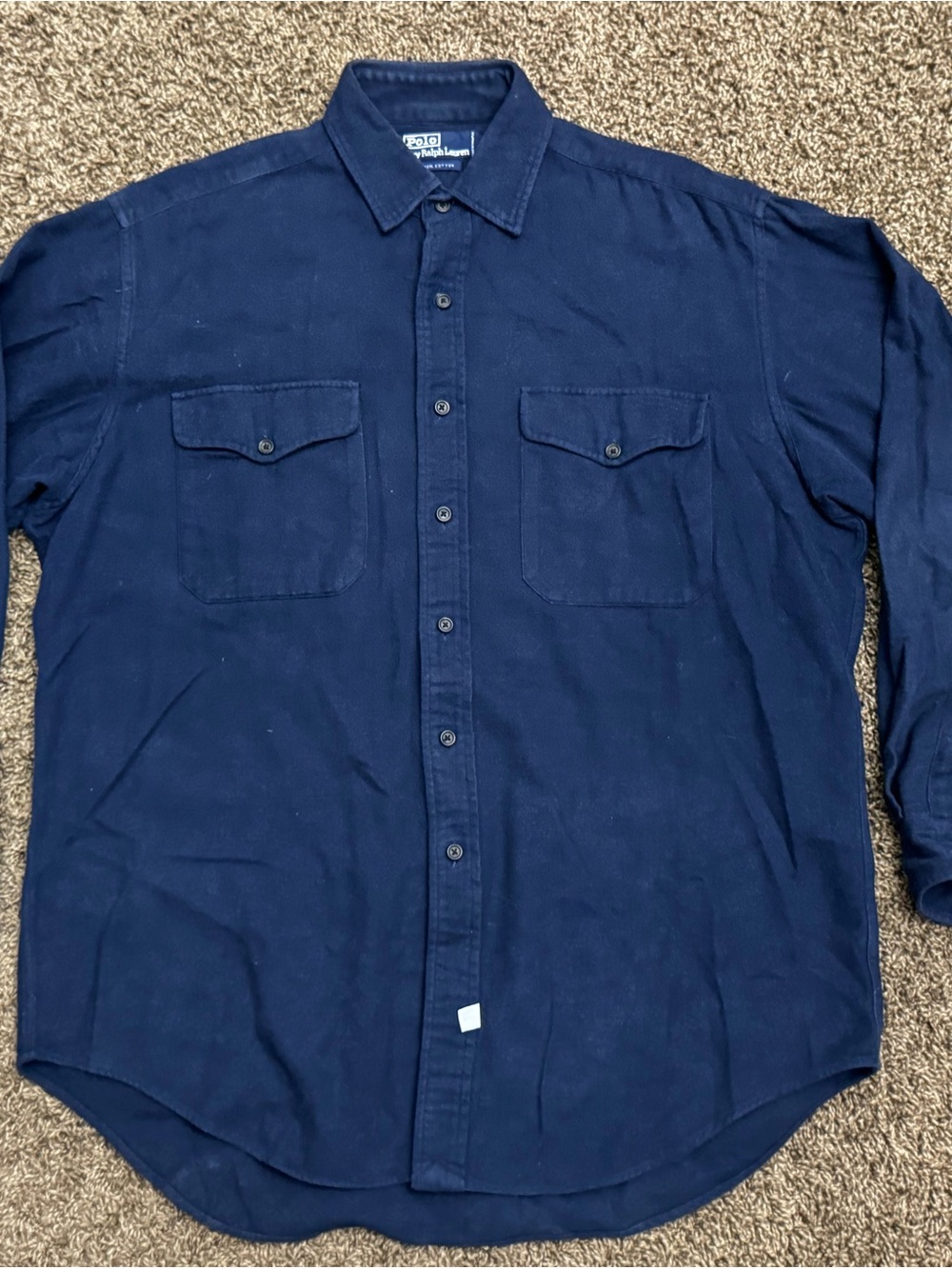 Vintage Polo Ralph Lauren Navy Chamois Work Shirt M 80s 90s